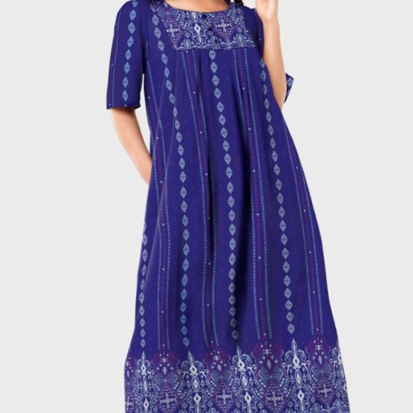 Only Necessities Mixed Print Long Lounger in Purple & Grey - Picture 1 of 6